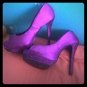 Bordello purple sparkle heels