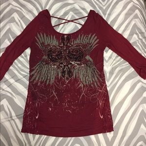 Maroon 3/4 sleeve shirt