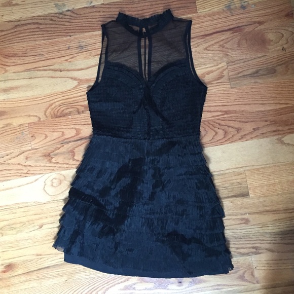 Free people black ruffle mini party dress