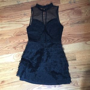 Free people black ruffle mini party dress