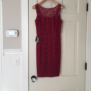 White House Black Market Maroon Lace Dress