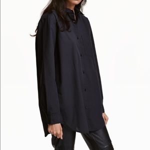 H&M Black Oversized Button Down Top