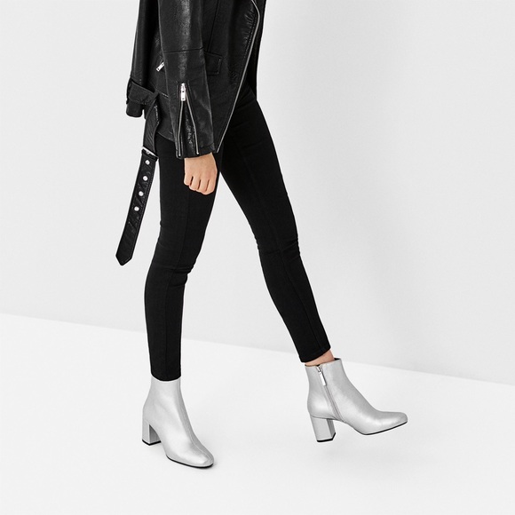 Zara Silver Zip-up Ankle Boots
