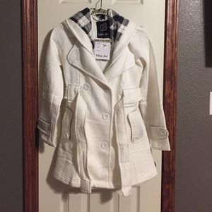 Cream hooded fleece jacket