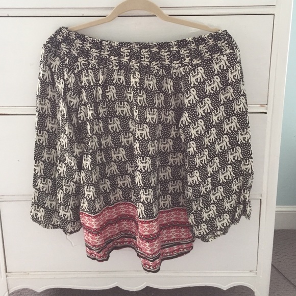 OFF THE SHOULDER Elephant Tribal Top