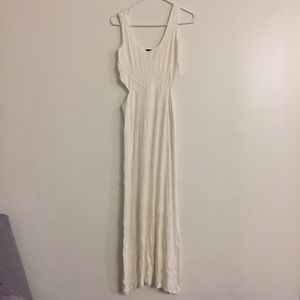 Plain White Cutout Maxi Dress