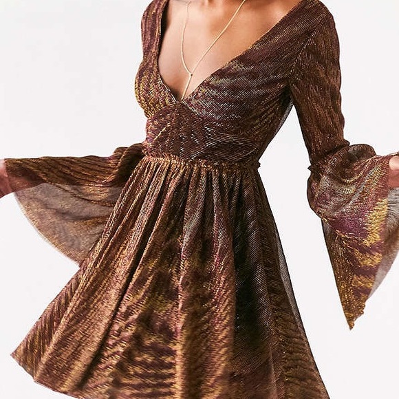 Glitter bell sleeve Boho dress NYE Xmas - Picture 2 of 4