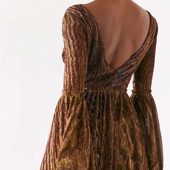 Glitter bell sleeve Boho dress NYE Xmas - Picture 3 of 4