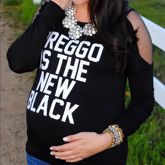 PREGGO IS THE NEW BLACK MESH INSERT TOP