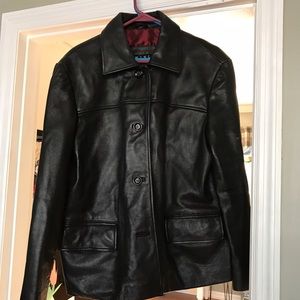 Black leather jacket from buckle