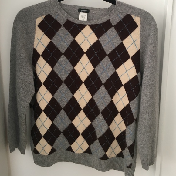 Gray Argyle Wool sweater