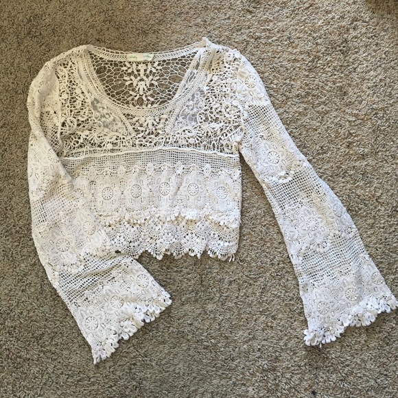 Cream crochet '70s crop top