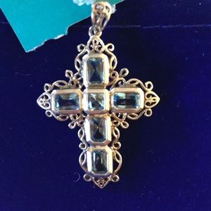 Sterling Silver Topaz Cross Pendant