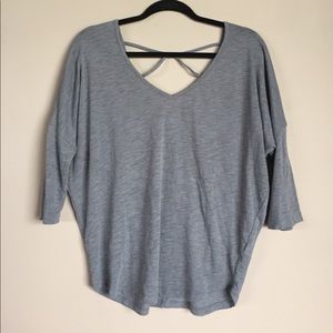 Grey Quarter Sleeve V-neck Shirt
