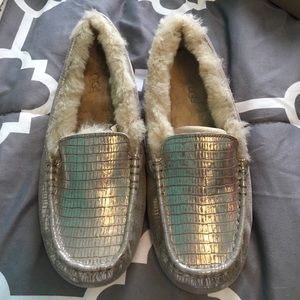UGG Ansley silver slippers