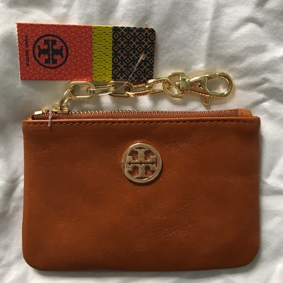 Tory Burch key ring pouch luggage color gold