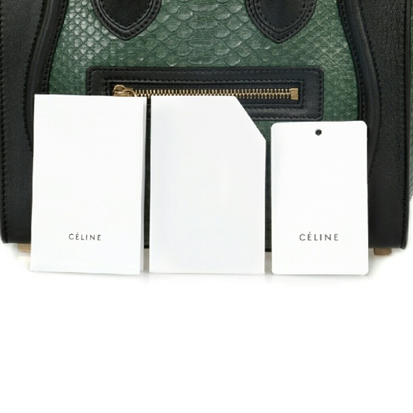 Celine Micro Emerald Green Python Black Leather - Picture 4 of 4