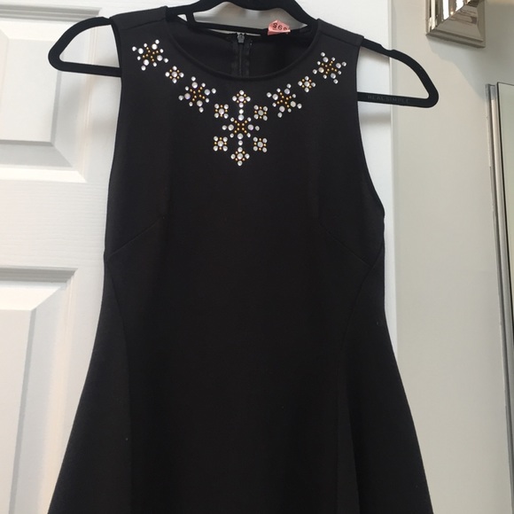 Aqua black dress with gem collar