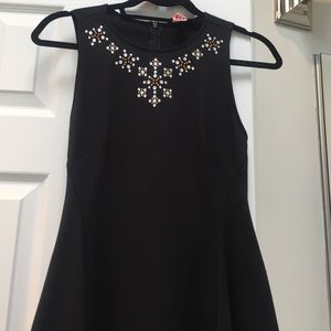 Aqua black dress with gem collar