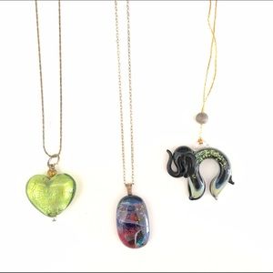 Set of 3 Murano glass pendant necklaces