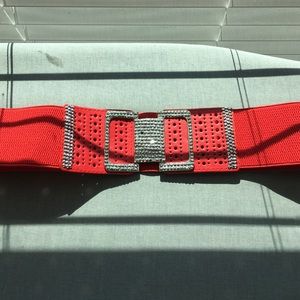 Red rhinestone stretch belt