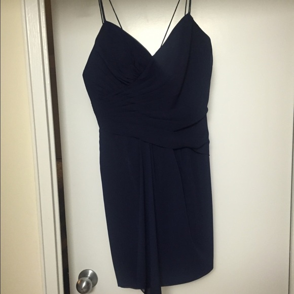 Alfred Angelo navy chiffon dress , like new - Picture 2 of 3