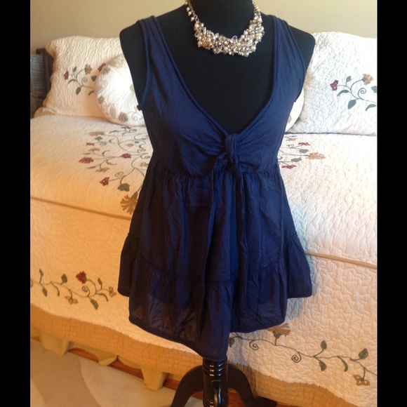 Navy peasant blouse