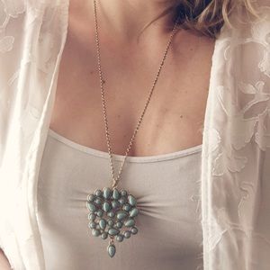 Long Turquoise Pendant Necklace