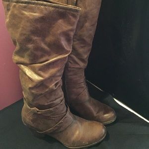 Brown below the knee boots