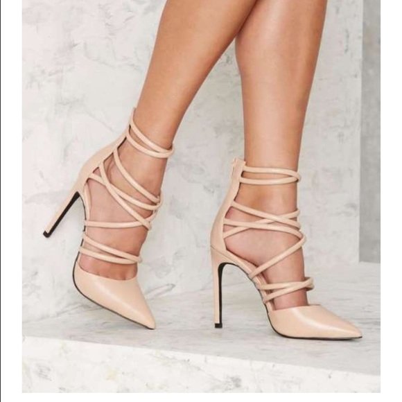 Nasty Gal Shoes | Cecily Strappy Heel Nude | Poshmark Cute Nude Pumps Nude Heels Vegan Pumps High Heels