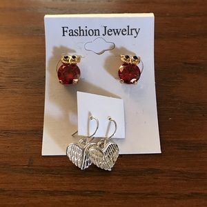 Bundle Owl and heart earrings