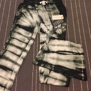 Tie-dye green flare pants