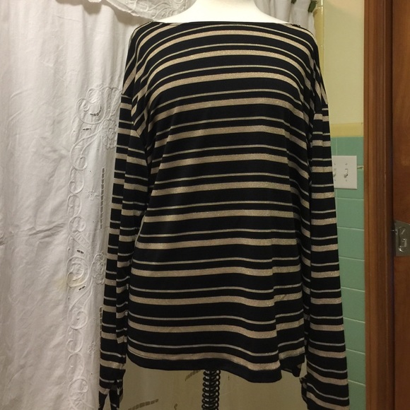 Nick & Sarah Black and Gold Striped Top