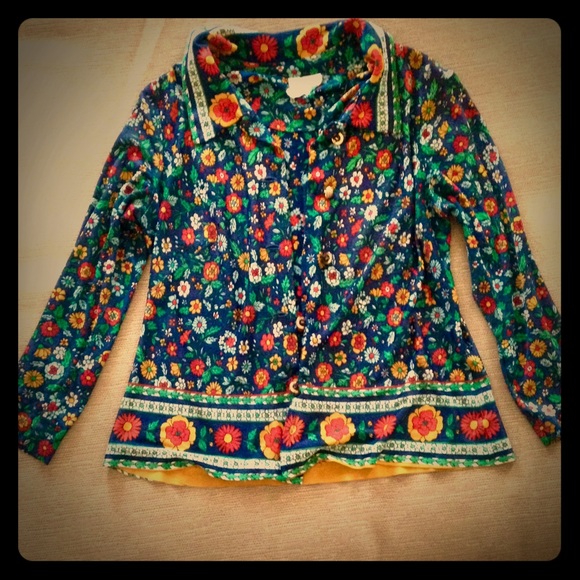 Vintage Colorful Hippie 3/4 Sleeve Blouse