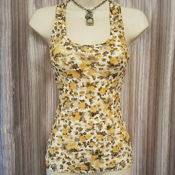 🕊GUESS FLORAL RACER BACK LACE TANK