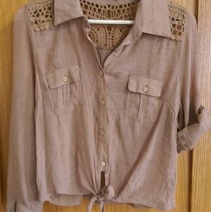 Tan lace top.