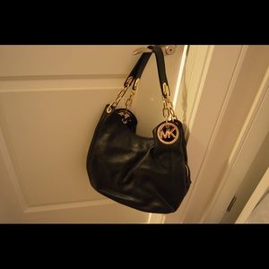 Black Fulton Leather Bag Michael Kors