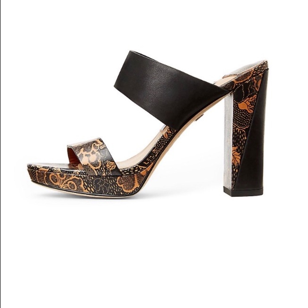 DVF Printed Slide Leather Sandal Platforms