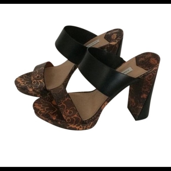 DVF Printed Slide Leather Sandal Platforms - Picture 3 of 6