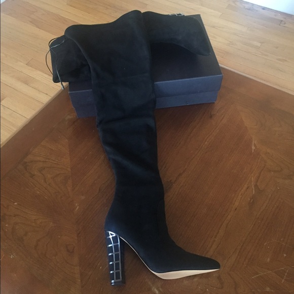 NIB BRIAN ATWOOD Black Suede Marney Boots Sz 10 - Picture 2 of 4