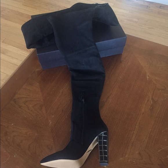 NIB BRIAN ATWOOD Black Suede Marney Boots Sz 10 - Picture 3 of 4