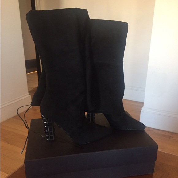 NIB BRIAN ATWOOD Black Suede Marney Boots Sz 10 - Picture 4 of 4