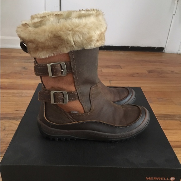 Merrell Decora Chant Leather Snow Boot Faux Fur