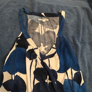 Flowery blue and white tank