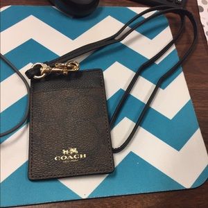 Coach Signature Brown/Black Lanyard ID Badge