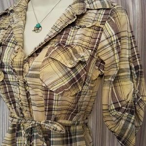 🕊PLAID BUTTON UP TUNIC