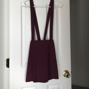 Plaid skirt with suspenders