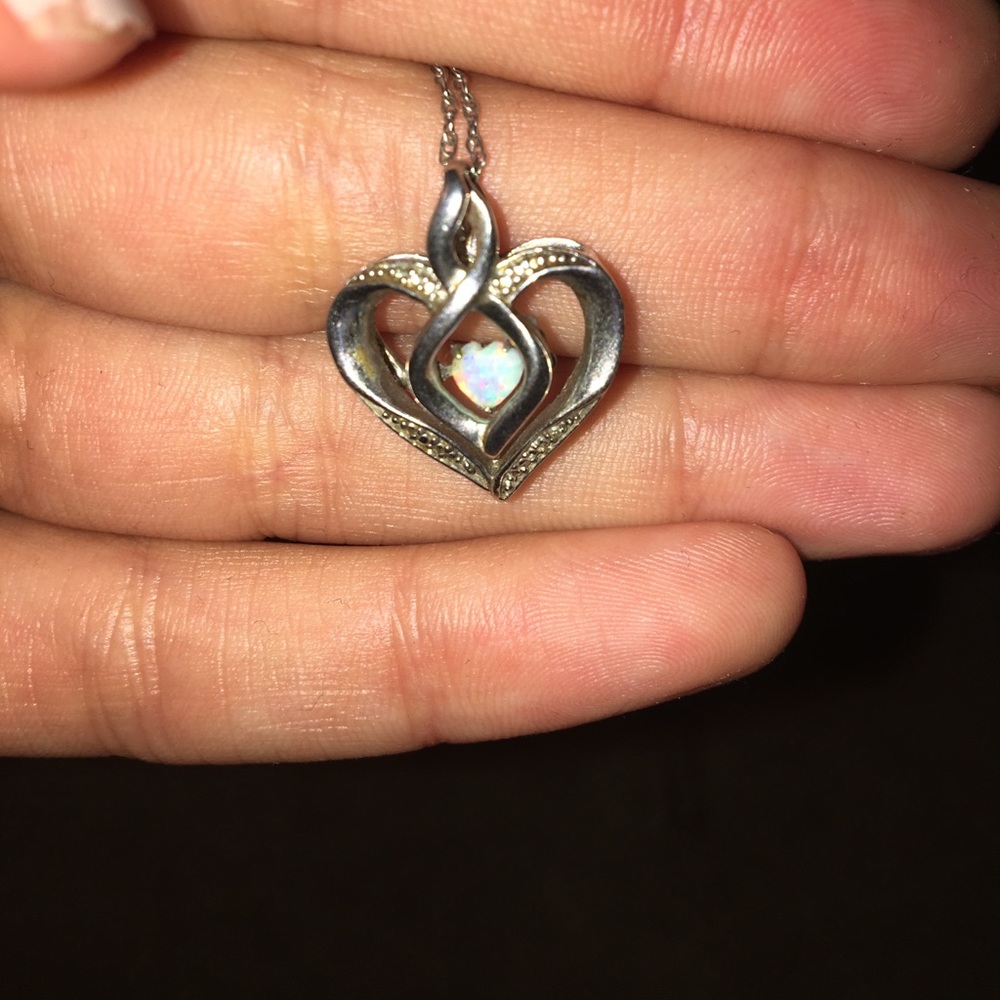 Heart necklace with heart OPAL gem inside 💎