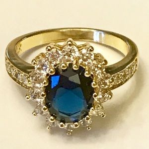 Natural 3.26ct Sapphire Diamond 14k Yellow Gold
