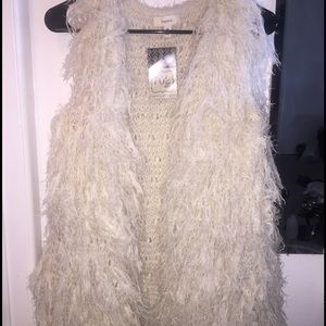 Faux fur long hair vest